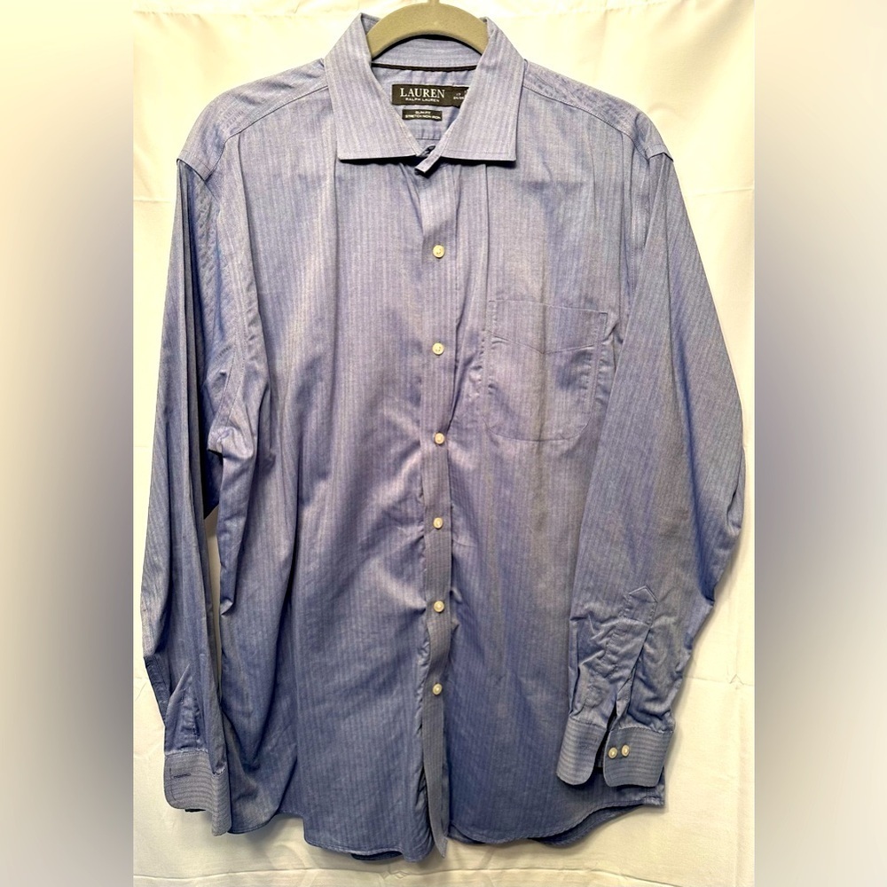 Lauren Ralph Lauren Men’s Black Label Dress Shirt 17 34/35 Classic Blue Stripe
